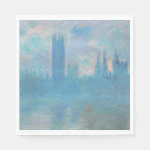 Serviette En Papier Claude Monet House of Parliament Londres. Bleu