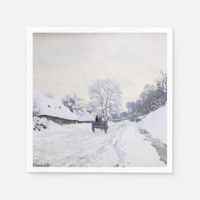 Serviette En Papier Claude Monet - Panier sur la route des neiges à Ho (Devant)