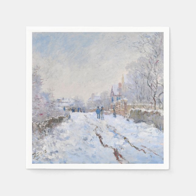 Serviette En Papier Claude Monet - Scène de neige à Argenteuil (Devant)