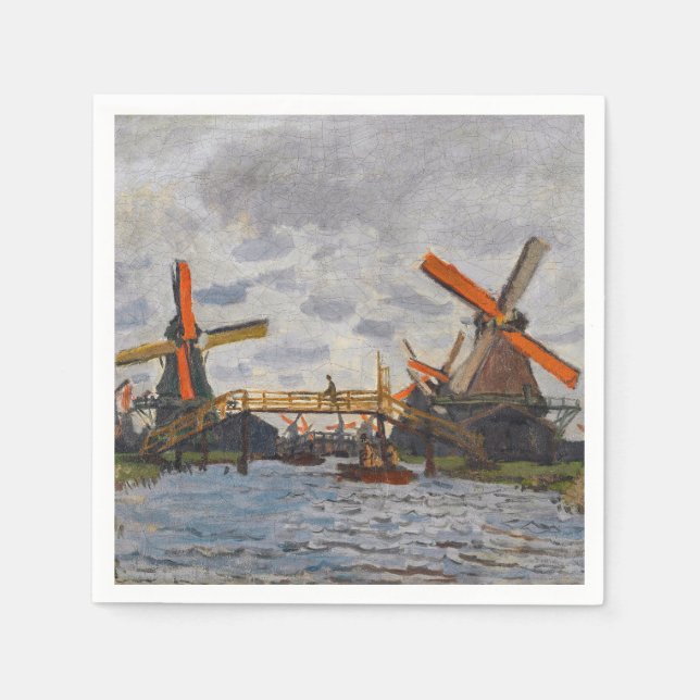 Serviette En Papier Claude Monet - Windmills près de Zaandam (Devant)