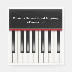 Serviette En Papier Clavier de piano avec citation de musique