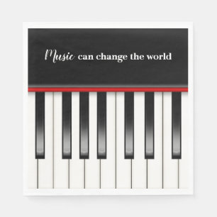 Serviette En Papier Clavier de piano avec citation de musique