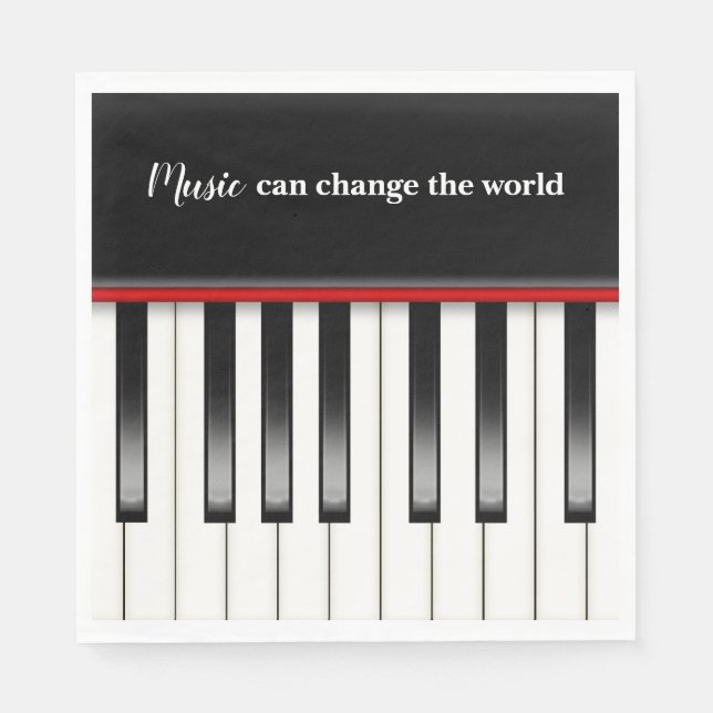 Serviette En Papier Clavier de piano avec citation de musique (Devant)