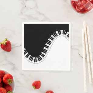 Serviette En Papier Clavier de piano design de musique noir et blanc