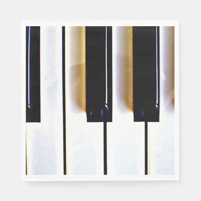 Serviette En Papier Clavier, touches noir et blanc (Devant)