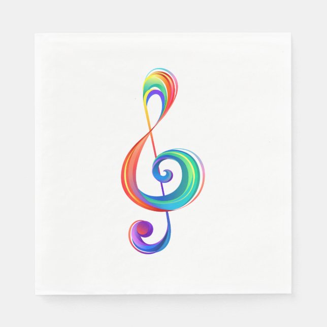 Serviette En Papier Clé de sol arc-en-ciel superposée (Devant)