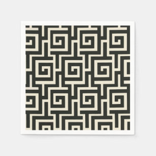 Serviette En Papier Clé grecque noir