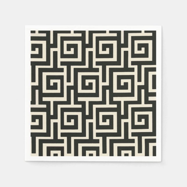 Serviette En Papier Clé grecque noir (Devant)