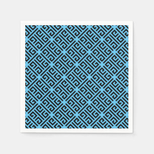 Serviette En Papier Clé grecque noire et bleue Motif