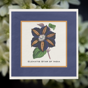 Serviette En Papier Clematis Star of India Illustration botanique