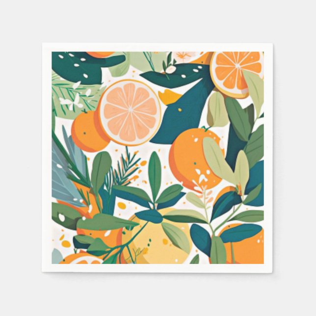 Serviette En Papier Clementine mandarine (Devant)