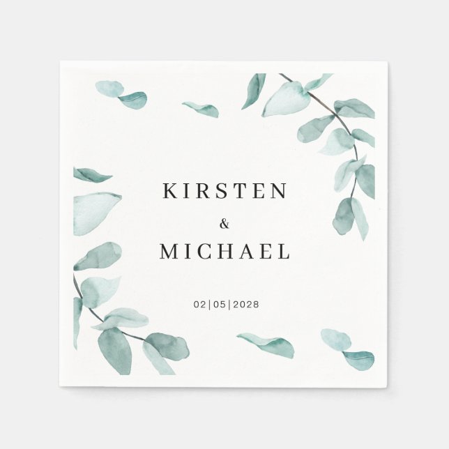 Serviette En Papier Client spécifique Eucalyptus Vert Blanc (Devant)