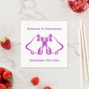 Serviette En Papier Cloches Et Ruban Mariage Violet