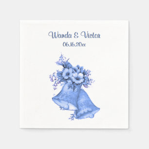 Serviette En Papier Cloches Mariage Bleu Personnalisées