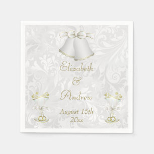 Serviette En Papier Cloches Mariages romantiques & Flutes Champagne