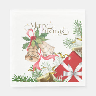 Serviette En Papier Clochettes de Noël élégantes et cadeaux de fête De