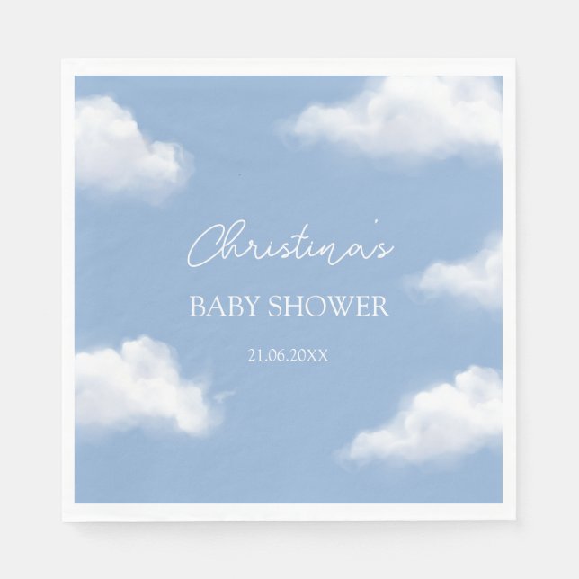 Serviette En Papier Cloud 9 Baby shower bleu Personnalisé (Devant)
