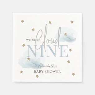 Serviette En Papier Cloud 9 Gold Stars Aquarelle Boy Baby shower