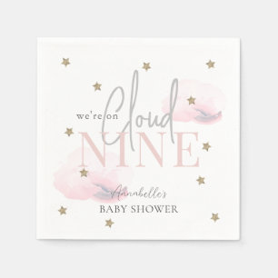 Serviette En Papier Cloud 9 Gold Stars Aquarelle fille Baby shower