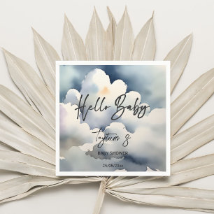 Serviette En Papier Cloud bonjour bébé baby shower gris nuages modèle