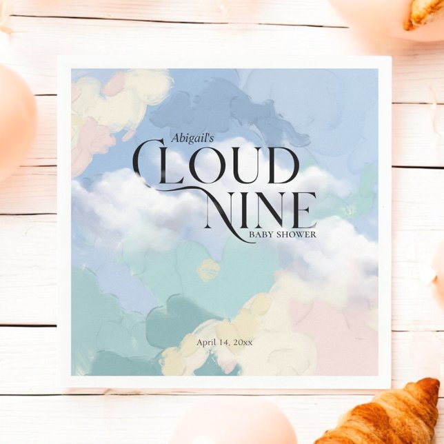 Serviette En Papier Cloud Neuf Élégant Baby shower Pastel (Créateur téléchargé)