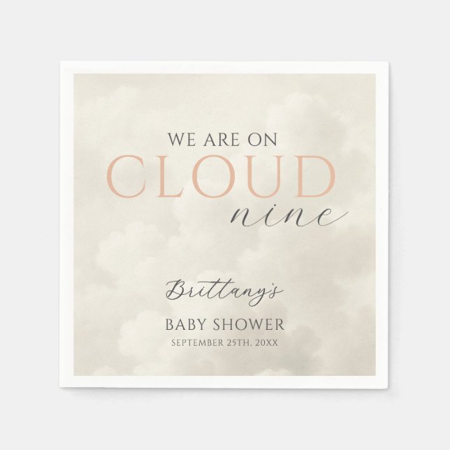 Serviette En Papier Cloud Neuf nuages blancs Baby shower (Devant)