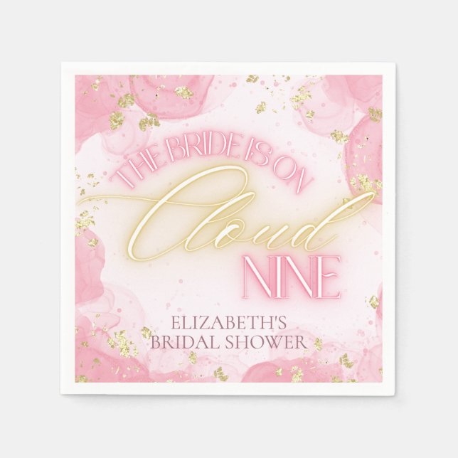 Serviette En Papier Cloud Nine 9 Glow Rose Pailleté Mariage Shower (Devant)