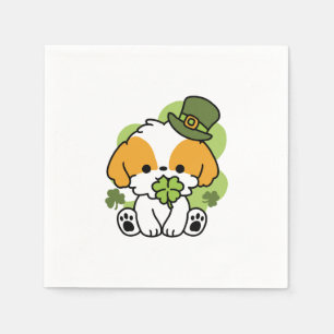 Serviette En Papier Clover Pup Love – Design de chien pour la Saint-Pa