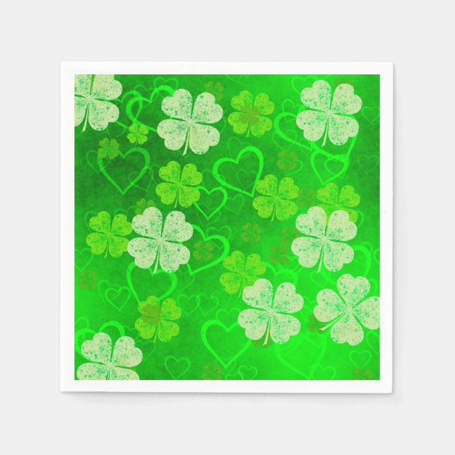 Serviette En Papier Clovers et Coeurs (Devant)