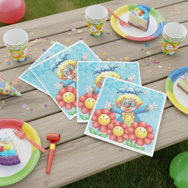 Serviette En Papier Clown Avec Fleurs (Créateur téléchargé)