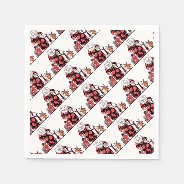 Serviette En Papier clown et amis prennent leur arc (Devant)
