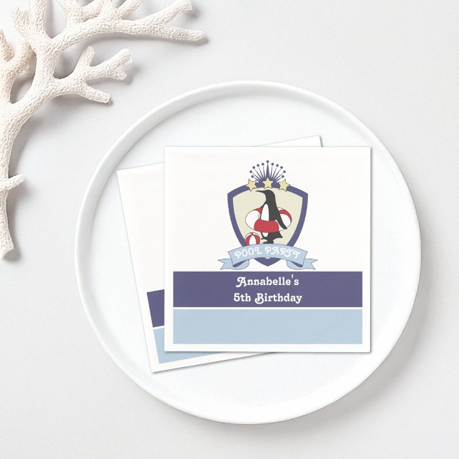 Serviette En Papier Club de natation Crest Penguin Piscine pour enfant (Créateur téléchargé)