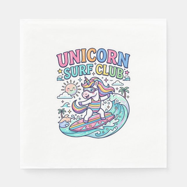 Serviette En Papier Club de surf Licorne (Devant)