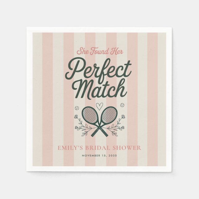 Serviette En Papier Club de Tennis de Mariage de Perfect Match Social  (Devant)