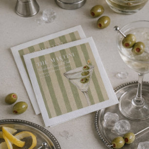 Serviette En Papier Club Social du Week-end Martini Rayures Vertes