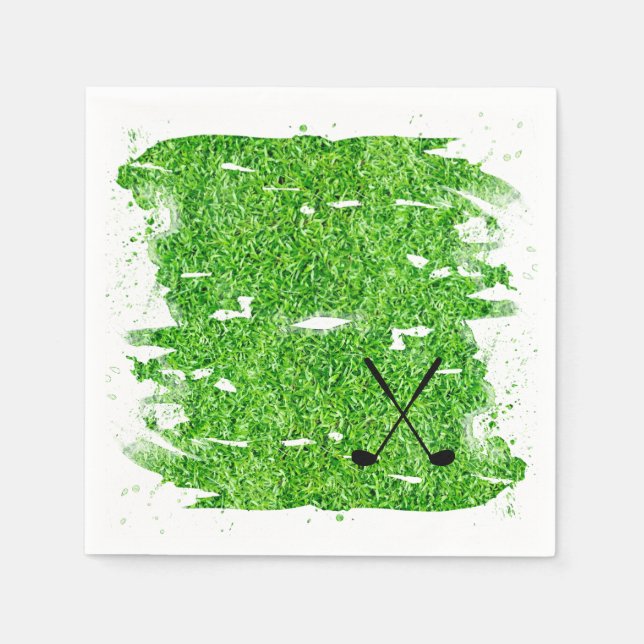 Serviette En Papier Clubs de golf Silhouette Green Grass amusant (Devant)