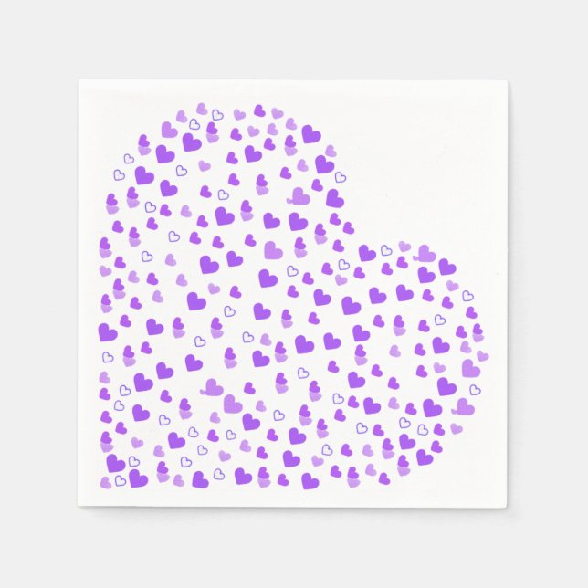 Serviette En Papier Cluster de coeur pourpre (Devant)