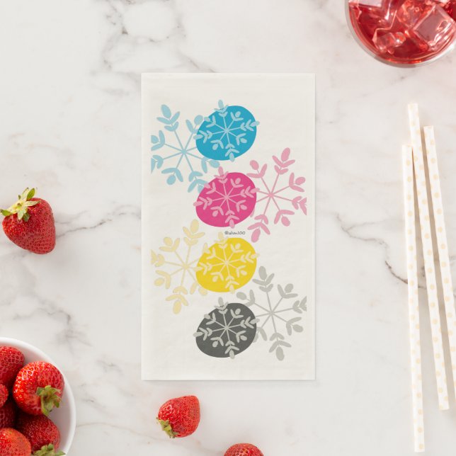 Serviette En Papier CMYK Snowflakes (En situation)