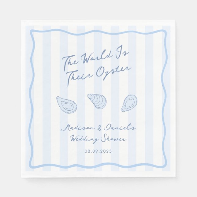 Serviette En Papier Coastal Blue And White Oyster Roast Wedding Shower (Devant)