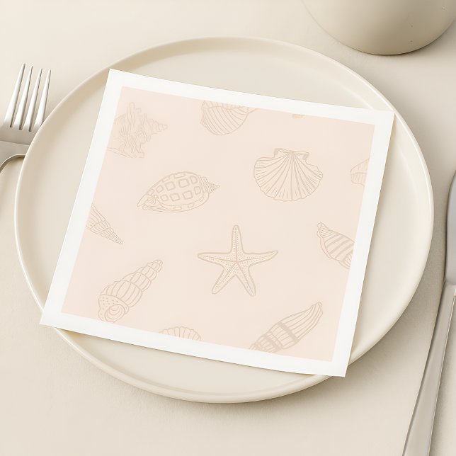 Serviette En Papier Coastal Dine Shell rose (Créateur téléchargé)