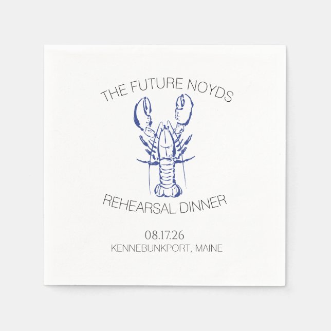 Serviette En Papier Coastal Lobster Wedding Rehearsal Dinner Sticker (Devant)