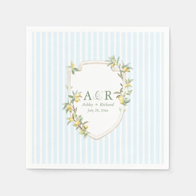 Serviette En Papier Coastal Mediterranean Lemon Crest Wedding (Devant)