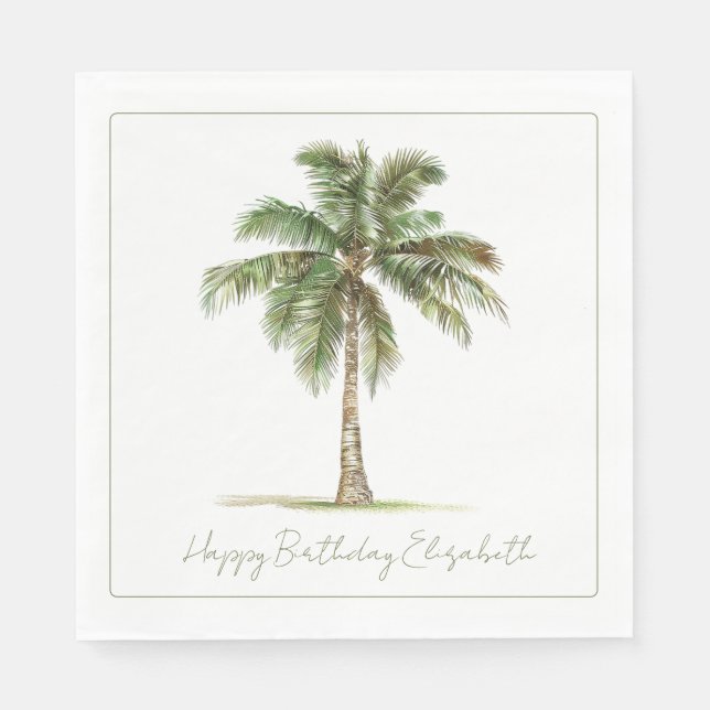 Serviette En Papier Coastal Palm Tree Personalized (Devant)