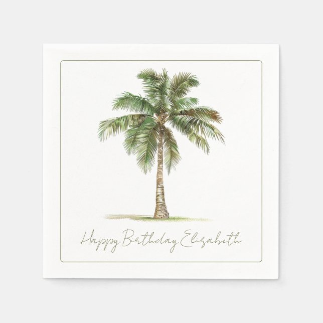 Serviette En Papier Coastal Palm Tree Personalized Party (Devant)