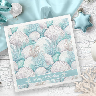Serviette En Papier Coastal Seashell & Coral Motif#3 ID1009