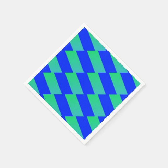 Serviette En Papier Cobalt Bleu et Vert Carrés Abstraits (Coin)