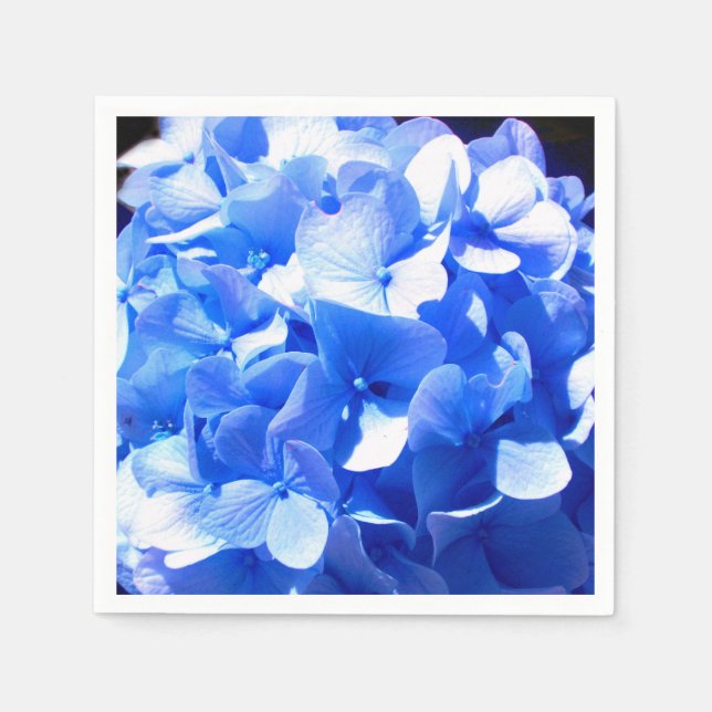 Serviette En Papier Cobalt bleu floral élégant bleu hydrangées (Devant)