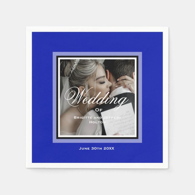 Serviette En Papier Cobalt bleu mariage serviettes (Devant)