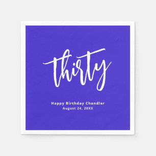 Serviette En Papier Cobalt Bleu simple 30e anniversaire de fête Napkin