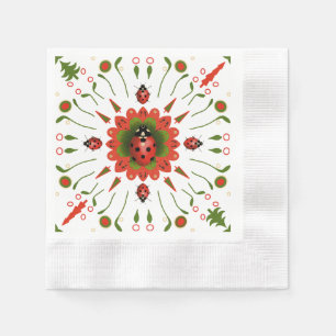 Serviette En Papier Coccinelle de Noël Cocktail de fête rouge vert bla